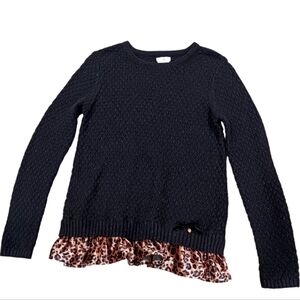 Max Studio Kids Sweater Pullover Black Animal Print Sz L Holliday Cotton blend